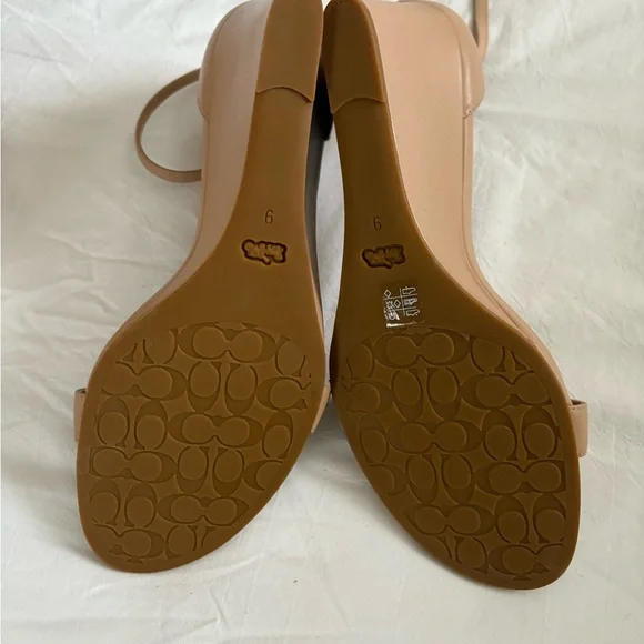 Coach Tan Heels with Gold Accents, never worn - Picture 4 of 4